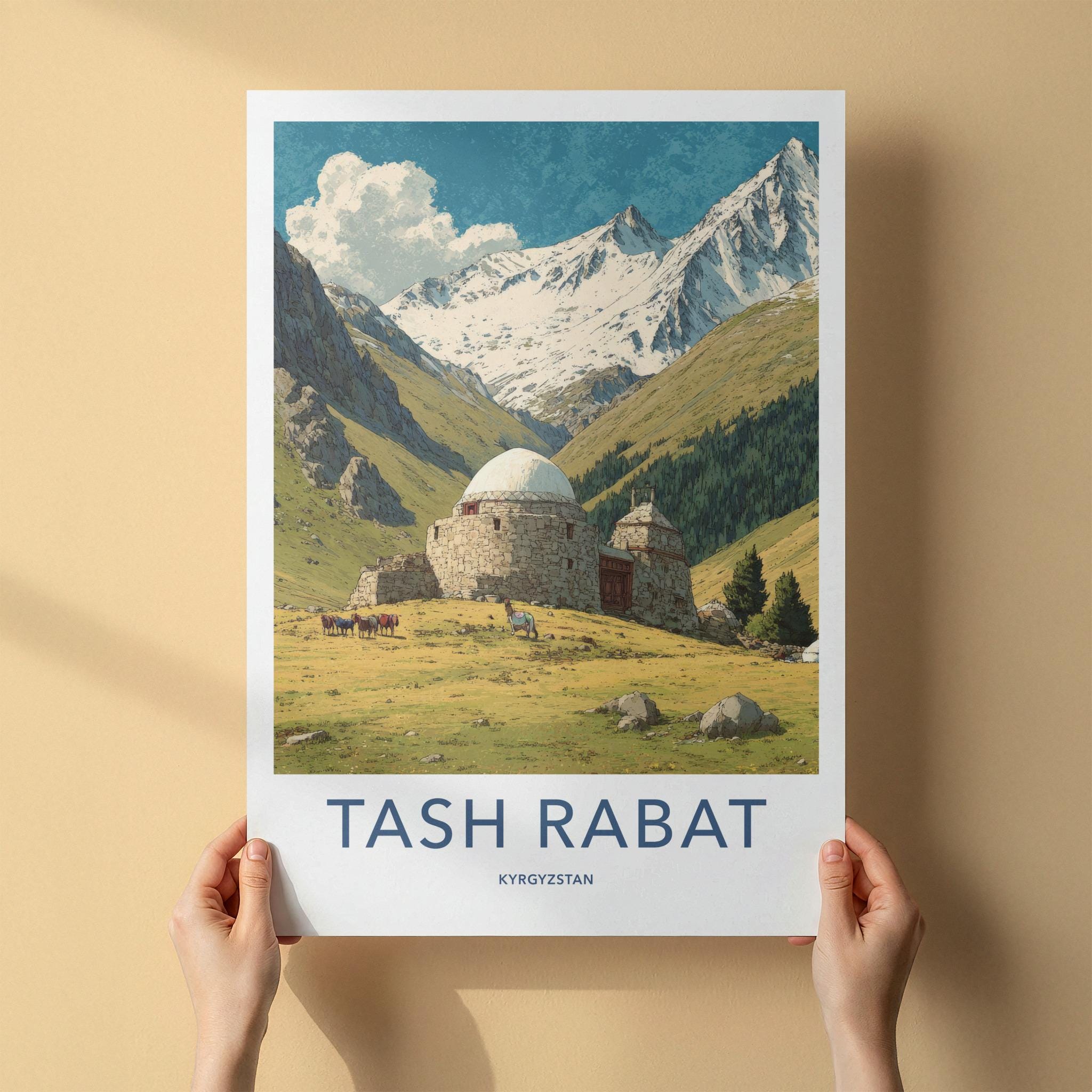 Tash Rabat Poster - Kyrgyzstan Travel Art - Ancient Stone Caravanserai Home Decor