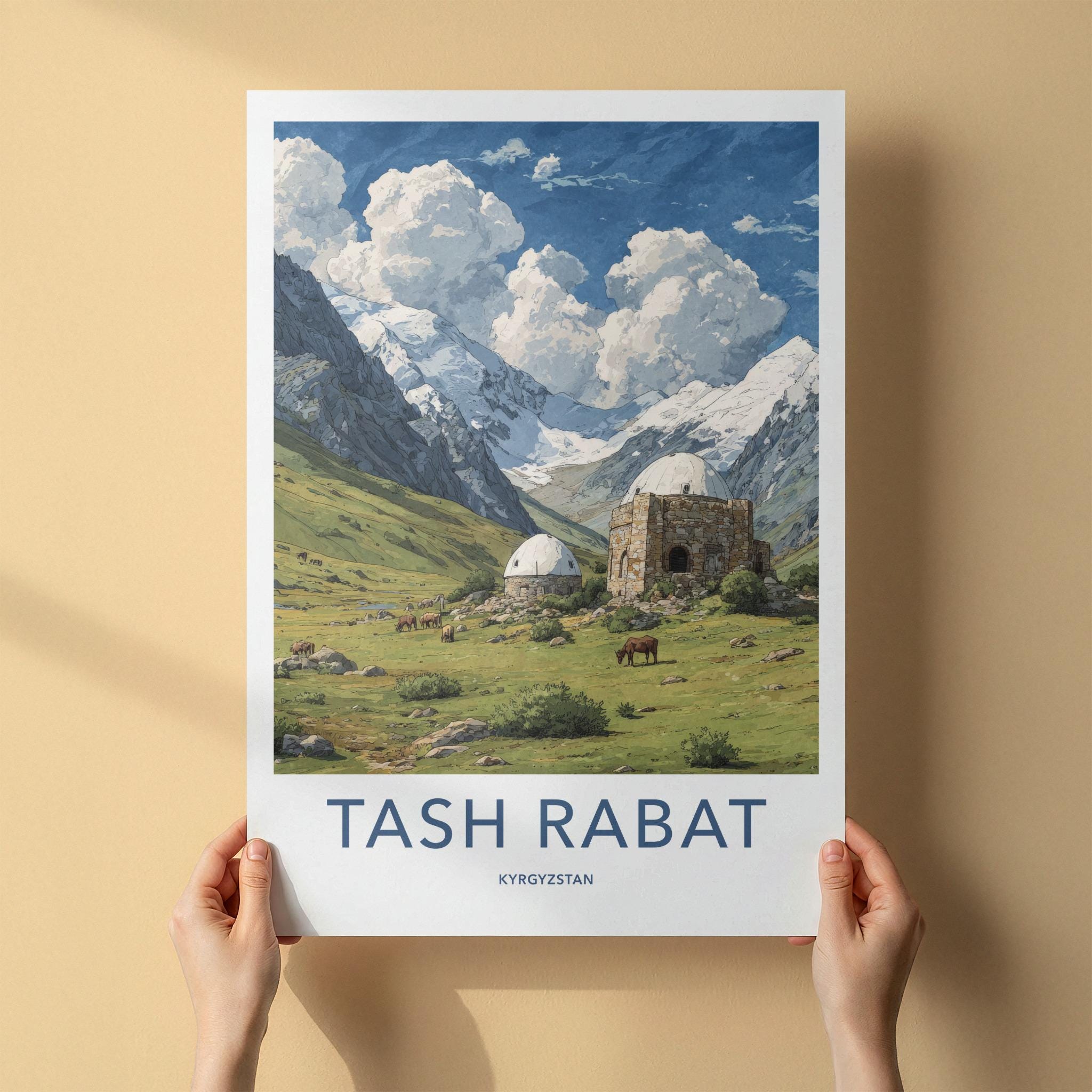 Tash Rabat Poster - Kyrgyzstan Travel Art - Ancient Stone Structure Home Decor
