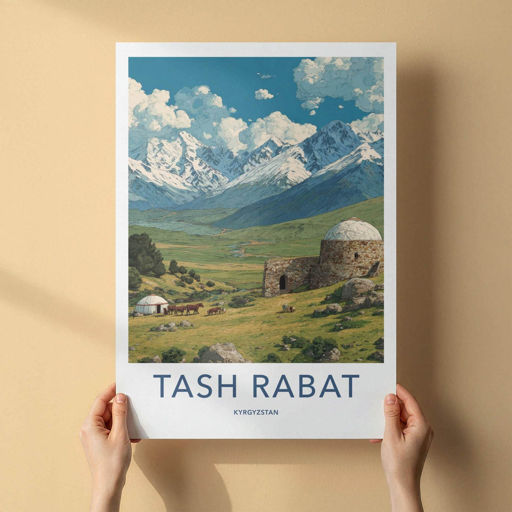 Tash Rabat Poster - Kyrgyzstan Travel Art - Stone Caravanserai Valley Home Decor