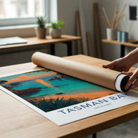 Tasman Bay Poster - New Zealand Travel Art - Golden Sunset Bay Home Decor