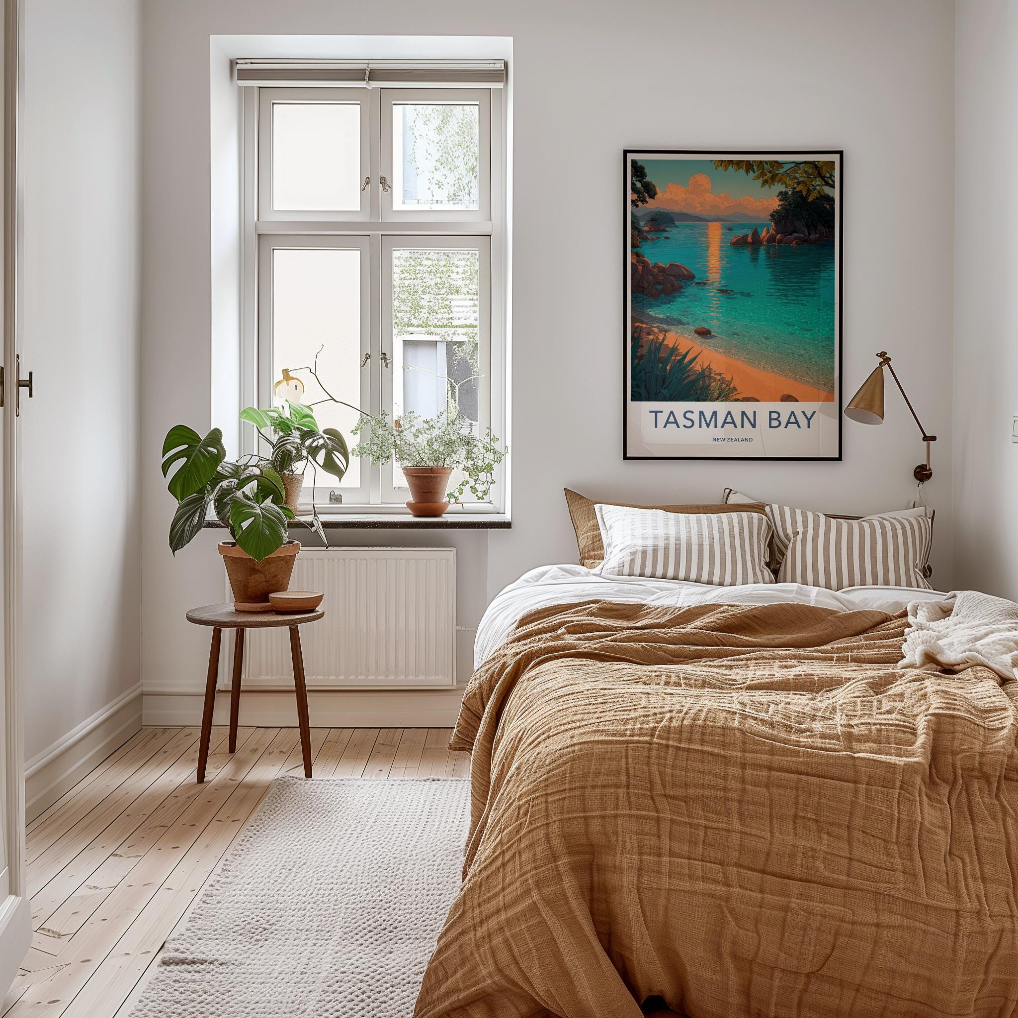 Tasman Bay Poster - New Zealand Travel Art - Golden Sunset Bay Home Decor