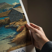 Tasmania Poster - Australia Travel Art - Lakeside Cabin Home Decor