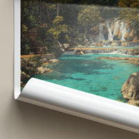 Tat Kuang Si Poster - Laos Travel Art - Tiered Waterfall Pools Home Decor