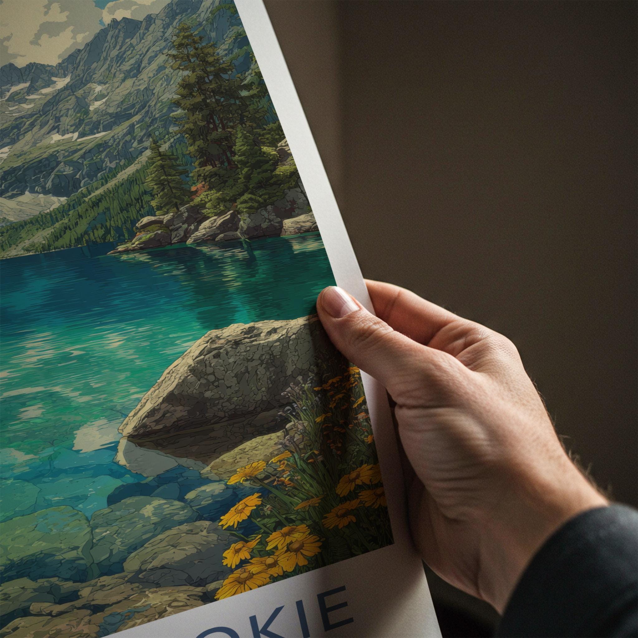 Tatry Wysokie Poster - Poland Travel Art - Clear Mountain Lake Home Decor