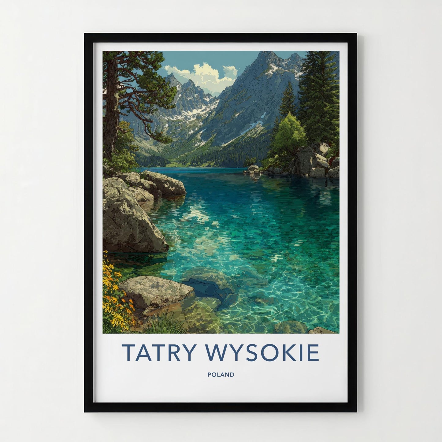 Tatry Wysokie Poster - Poland Travel Art - Turquoise Mountain Lake Home Decor