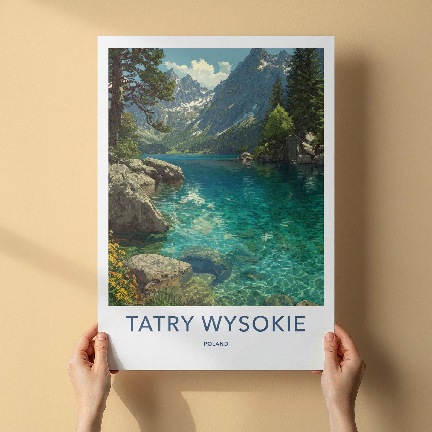 Tatry Wysokie Poster - Poland Travel Art - Turquoise Mountain Lake Home Decor