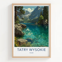 Tatry Wysokie Poster - Poland Travel Art - Turquoise Mountain Lake Home Decor