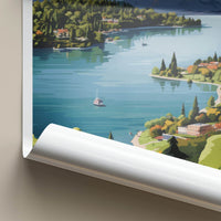Taupo Poster - New Zealand Travel Art - Lakeside Mountain Scene Home Decor