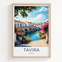 Tavira Poster - Portugal Art Print - Historic Stone Bridge Wall Decor