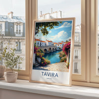 Tavira Poster - Portugal Art Print - Historic Stone Bridge Wall Decor