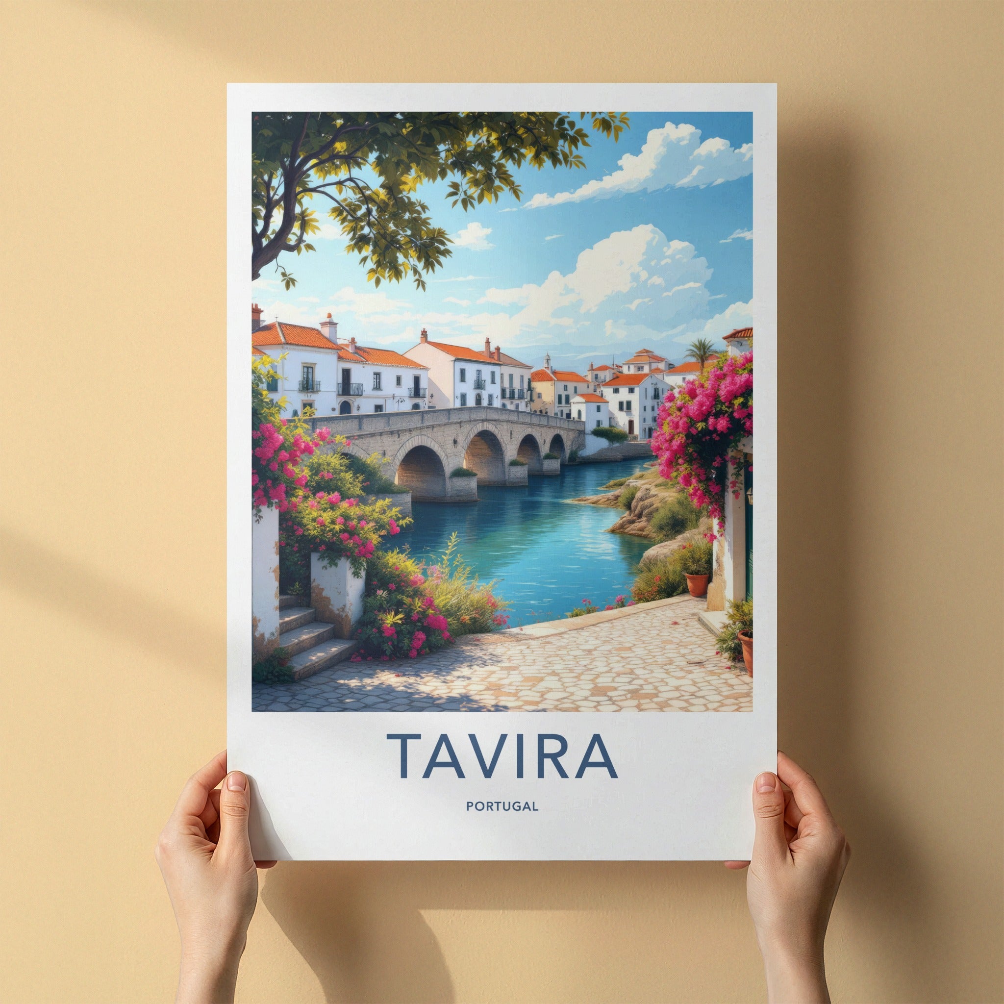 Tavira Poster - Portugal Art Print - Historic Stone Bridge Wall Decor