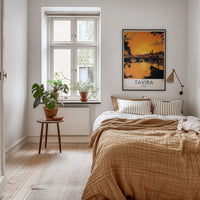 Tavira Poster - Portugal Travel Art - River Bridge Sunset Home Decor