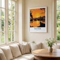 Tavira Poster - Portugal Travel Art - River Bridge Sunset Home Decor