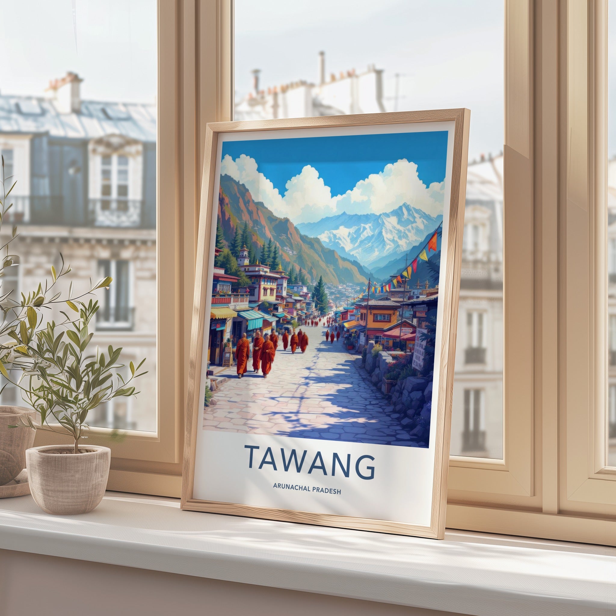 Tawang Poster - India Art Print - Arunachal Pradesh Monks Village Decor