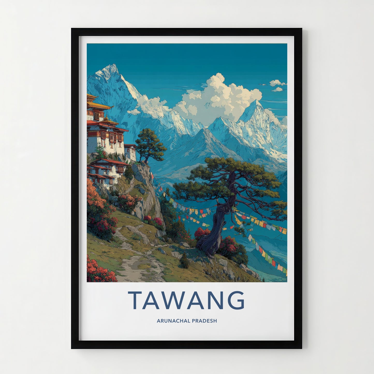 Tawang Poster - India Arunachal Pradesh Monastery Trees Wall Art