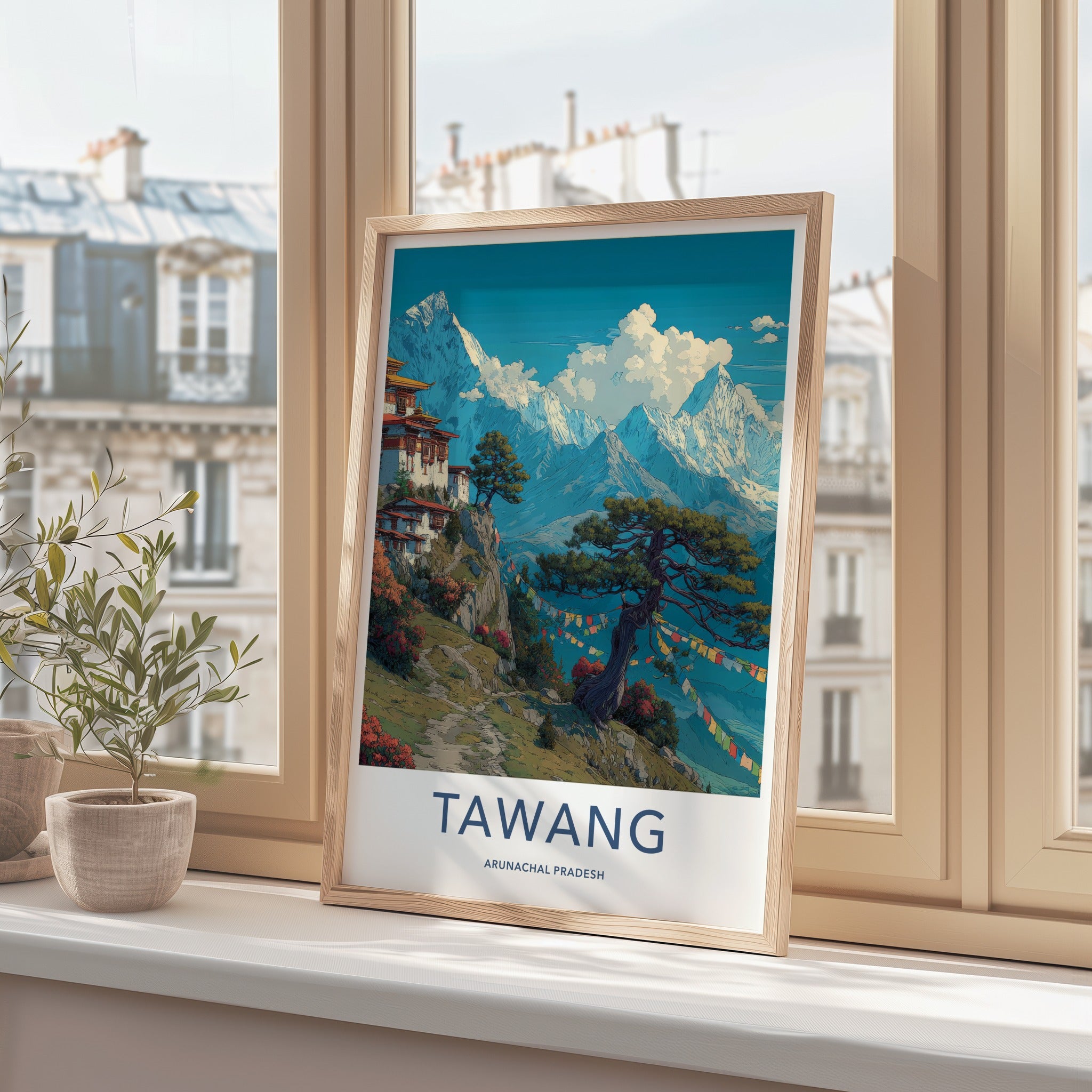 Tawang Poster - India Arunachal Pradesh Monastery Trees Wall Art