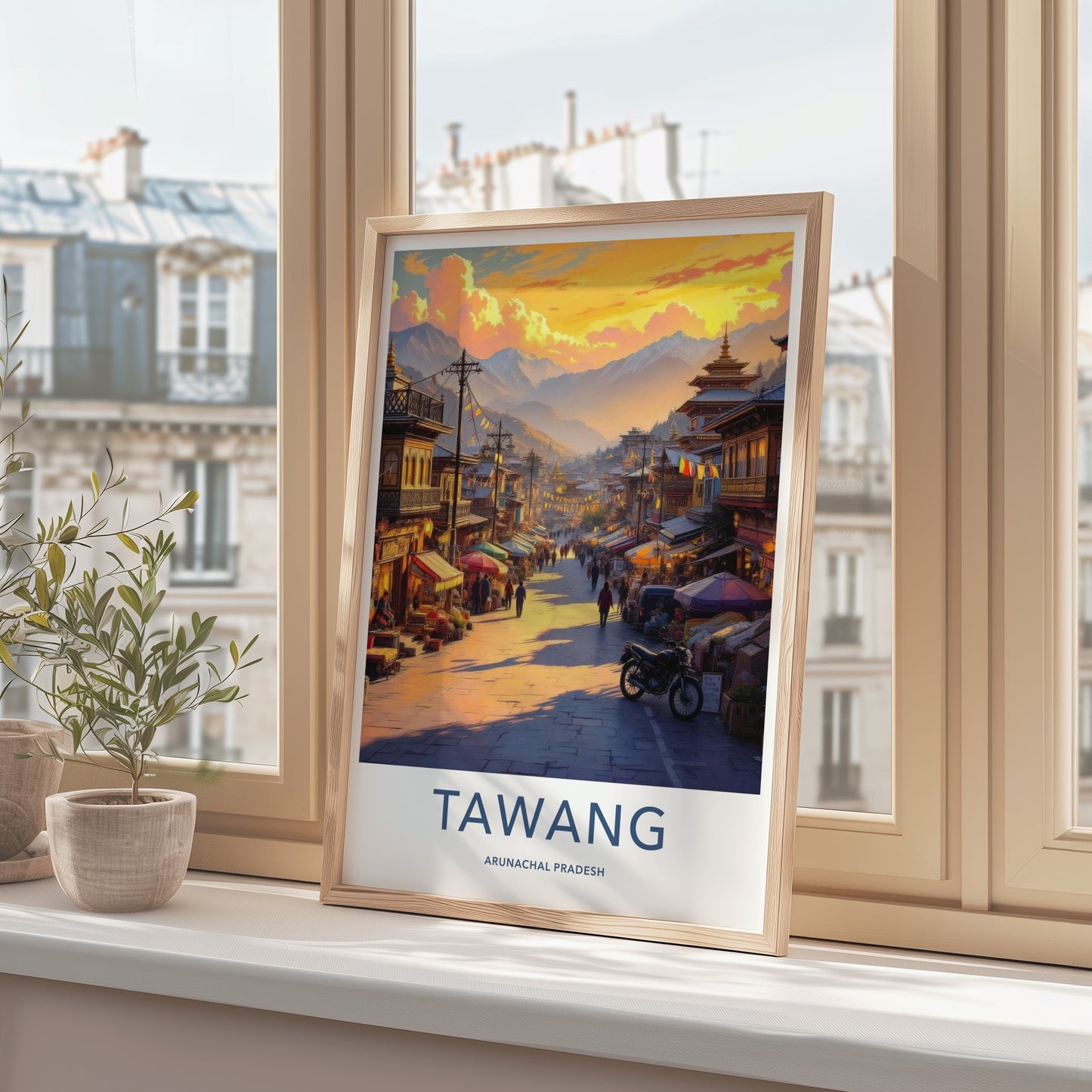 Tawang Poster - India Travel Art - Arunachal Pradesh Market Home Decor