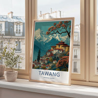 Tawang Poster - India Travel Art - Arunachal Pradesh Monastery Home Decor