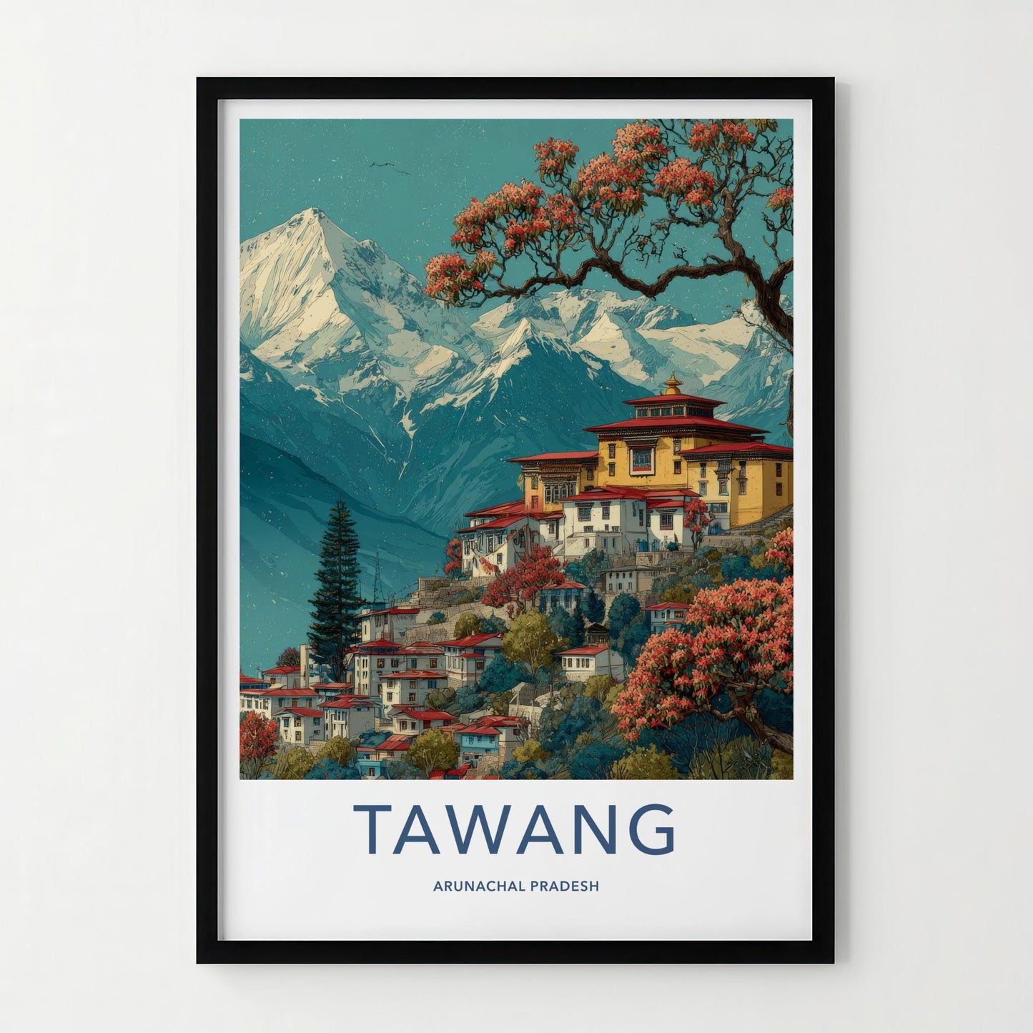Tawang Poster - India Travel Art - Arunachal Pradesh Monastery Home Decor
