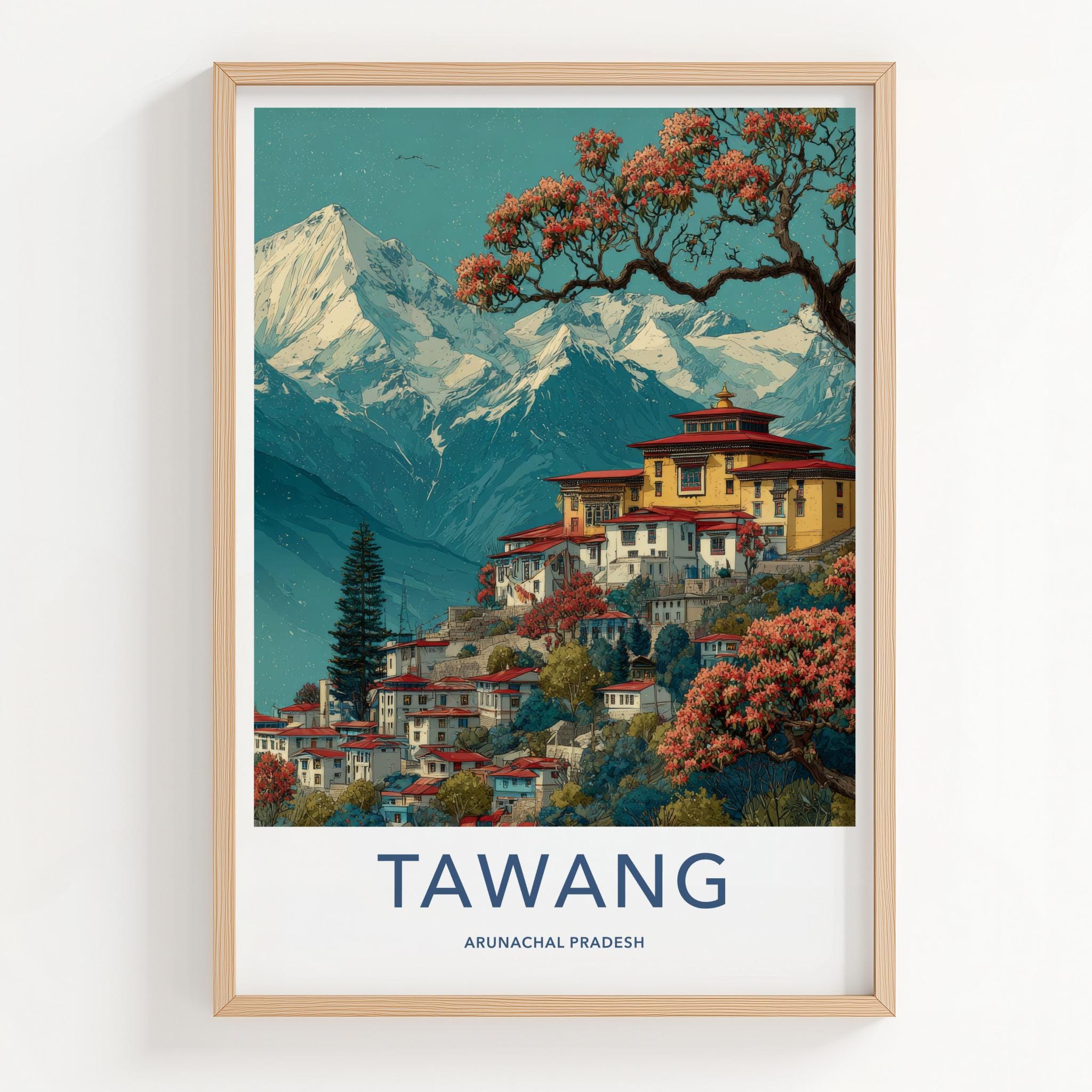 Tawang Poster - India Travel Art - Arunachal Pradesh Monastery Home Decor