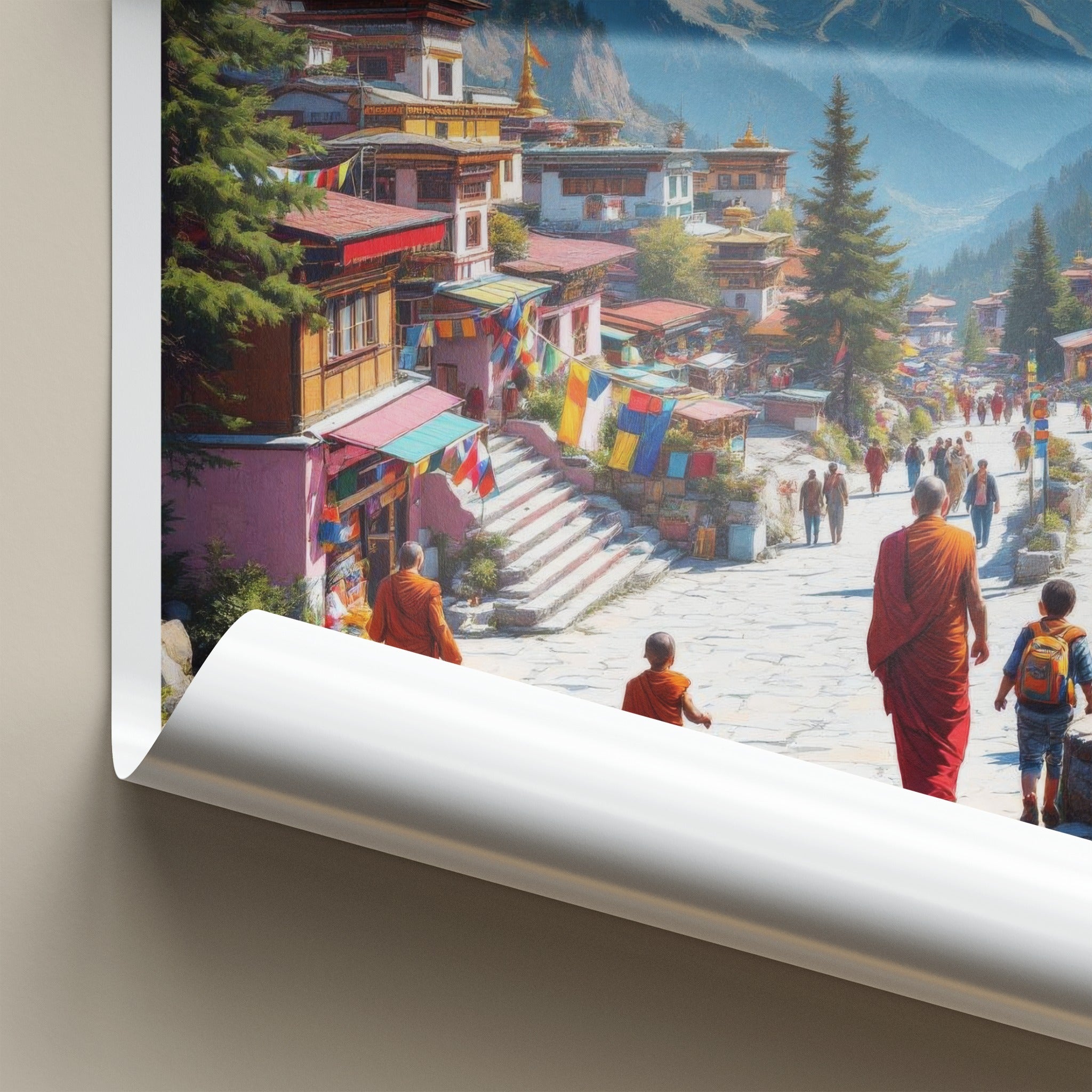 Tawang Poster - India Travel Art - Arunachal Pradesh Mountain Village Home Decor