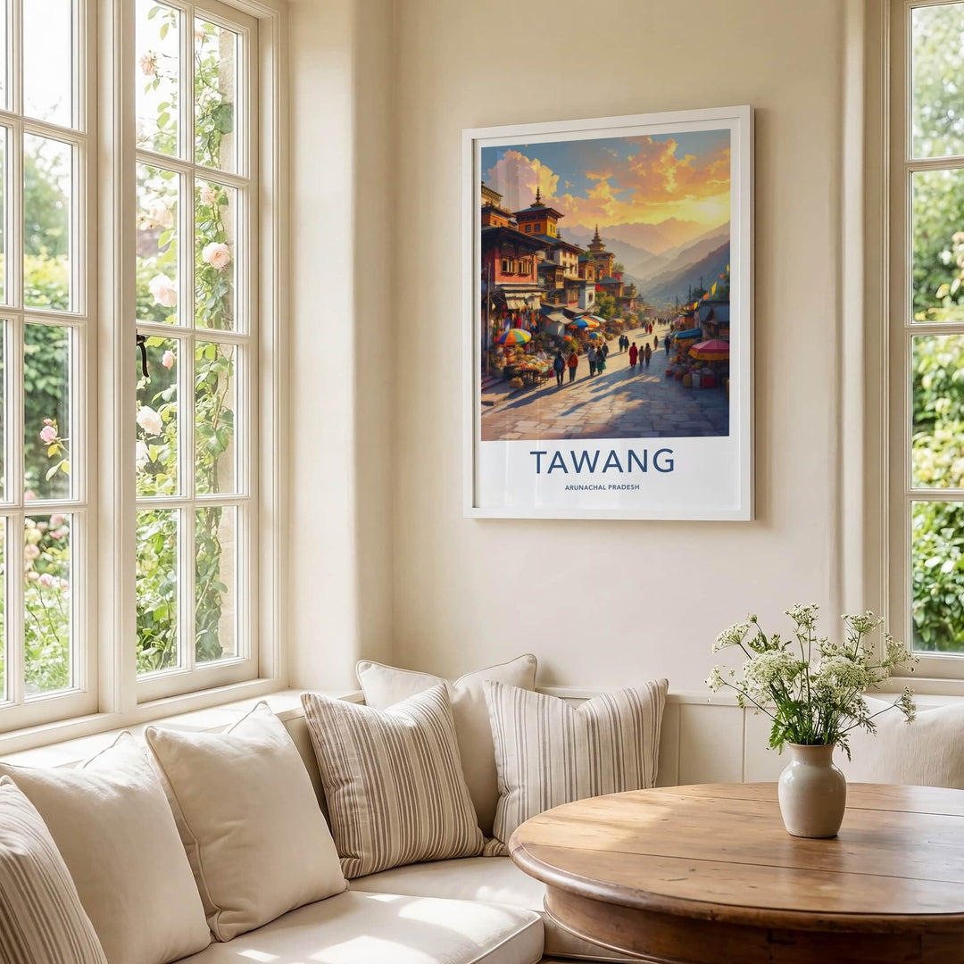 Tawang Poster - India Wall Art - Arunachal Pradesh Lively Street Market Gift
