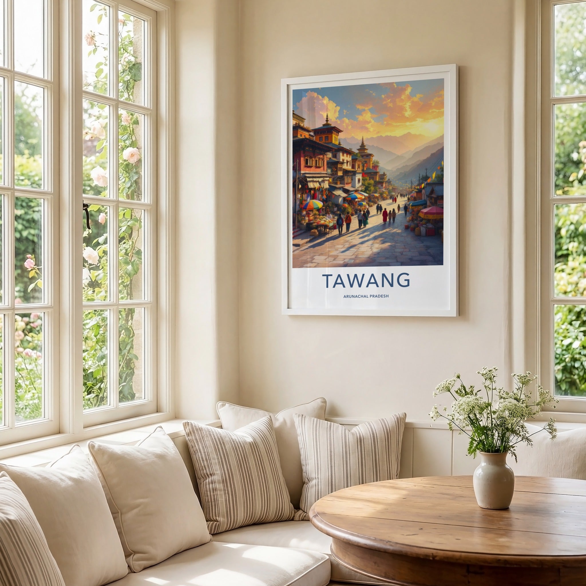 Tawang Poster - India Wall Art - Arunachal Pradesh Lively Street Market Gift