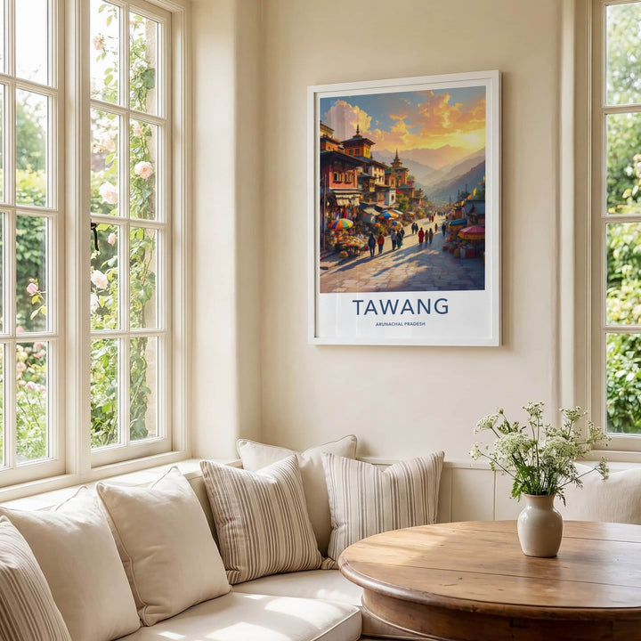 Tawang Poster - India Wall Art - Arunachal Pradesh Lively Street Market Gift