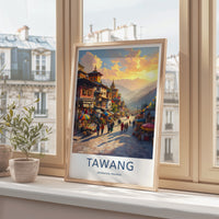 Tawang Poster - India Wall Art - Arunachal Pradesh Lively Street Market Gift