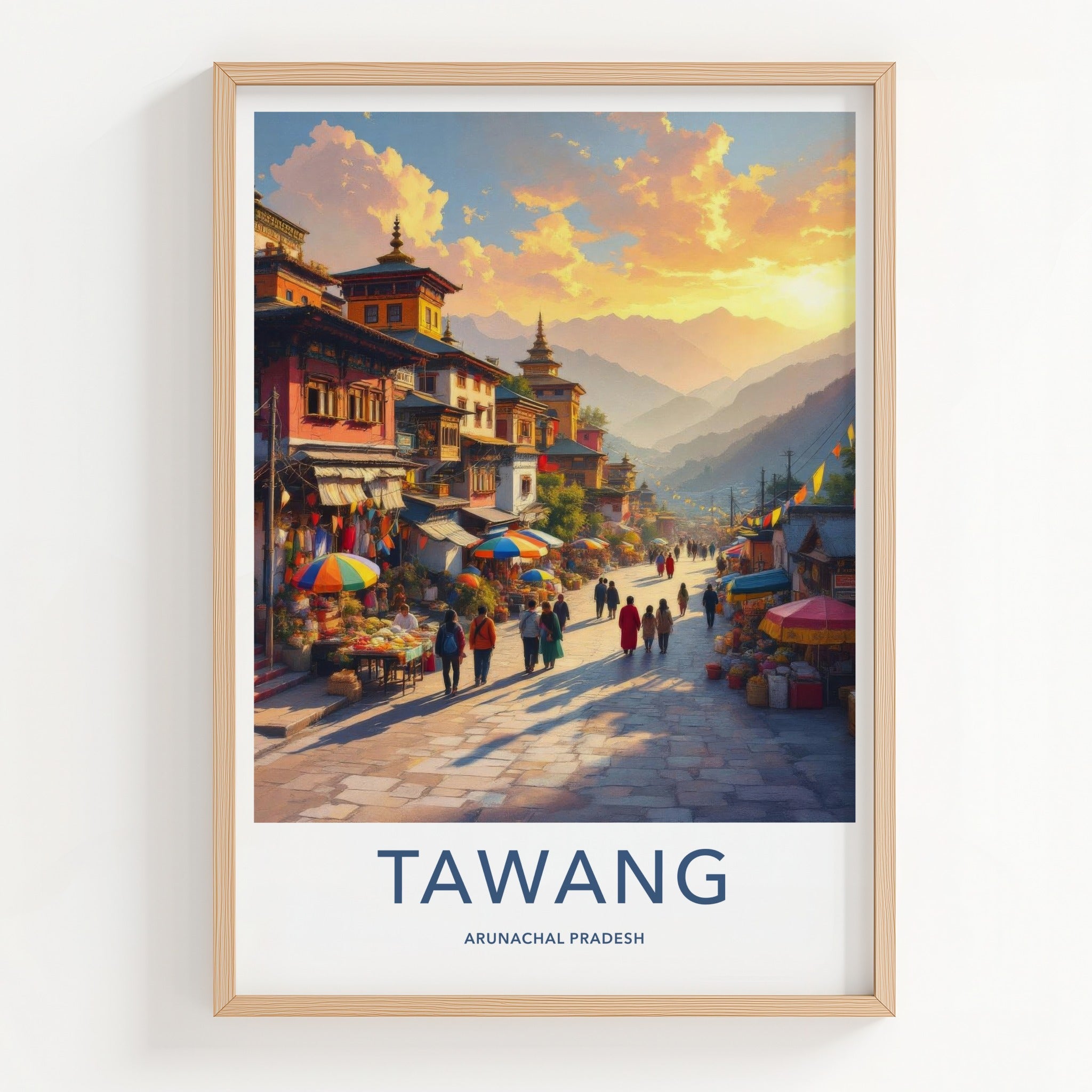 Tawang Poster - India Wall Art - Arunachal Pradesh Lively Street Market Gift