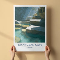 Tayangban Cave Poster - Philippines Travel Art - Sunlit Cave Pools Home Decor