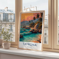 Tayrona Poster - Colombia Framed Print - Palm Beach Sunset Lounge Decor