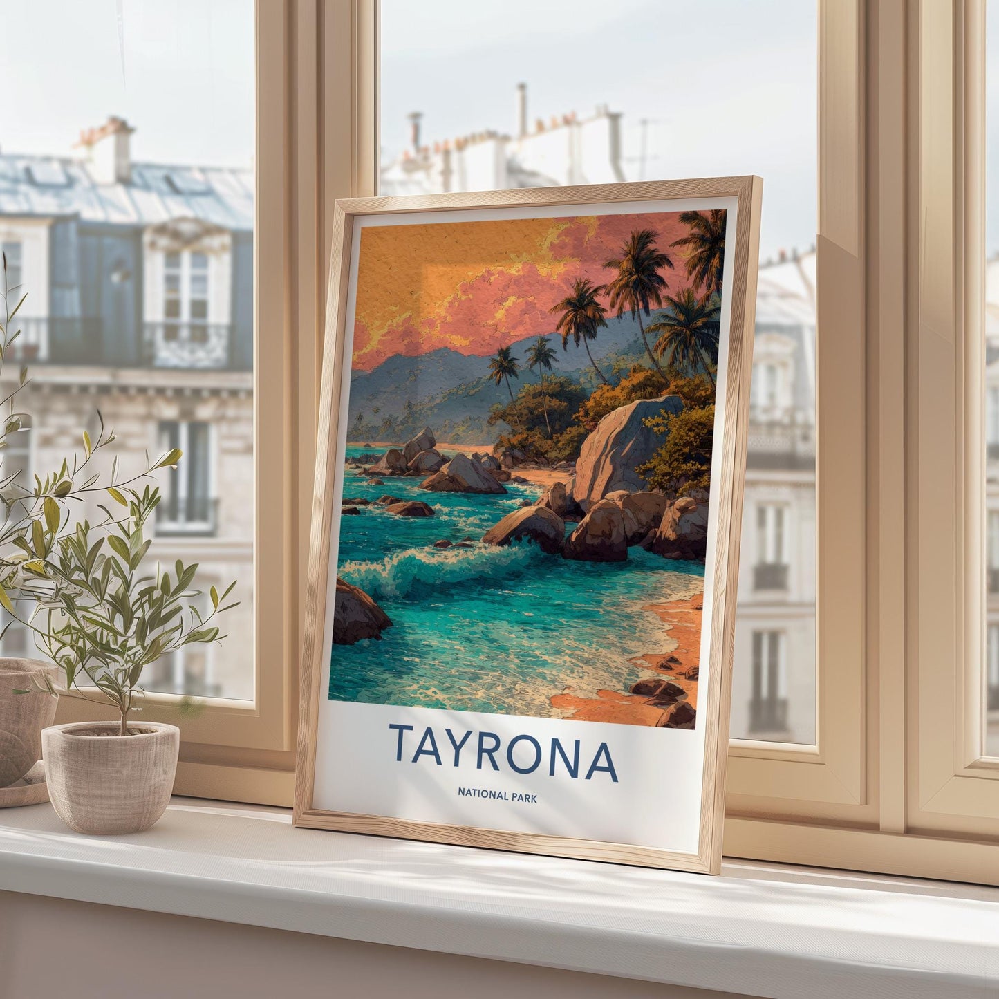 Tayrona Poster - Colombia Framed Print - Palm Beach Sunset Lounge Decor