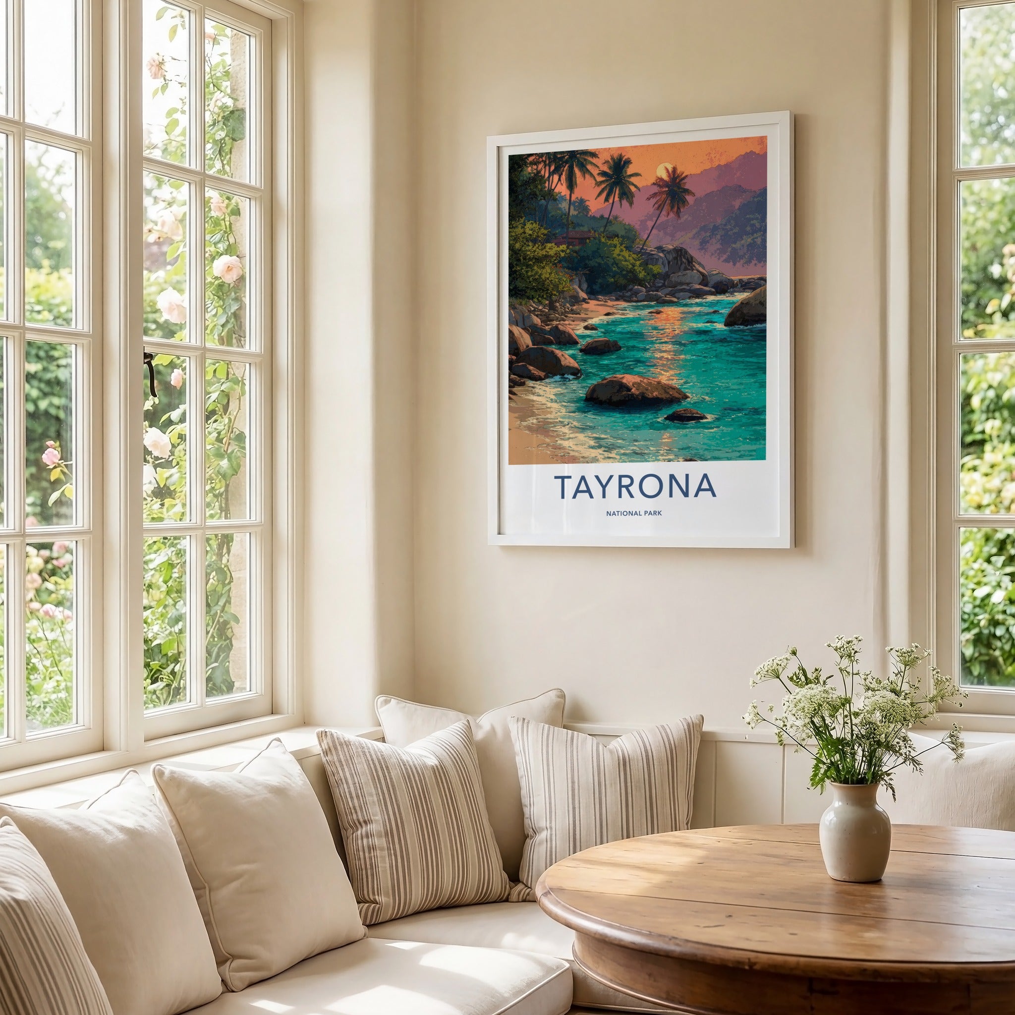 Tayrona Poster - Colombia Palm Trees Sunset Wall Decor