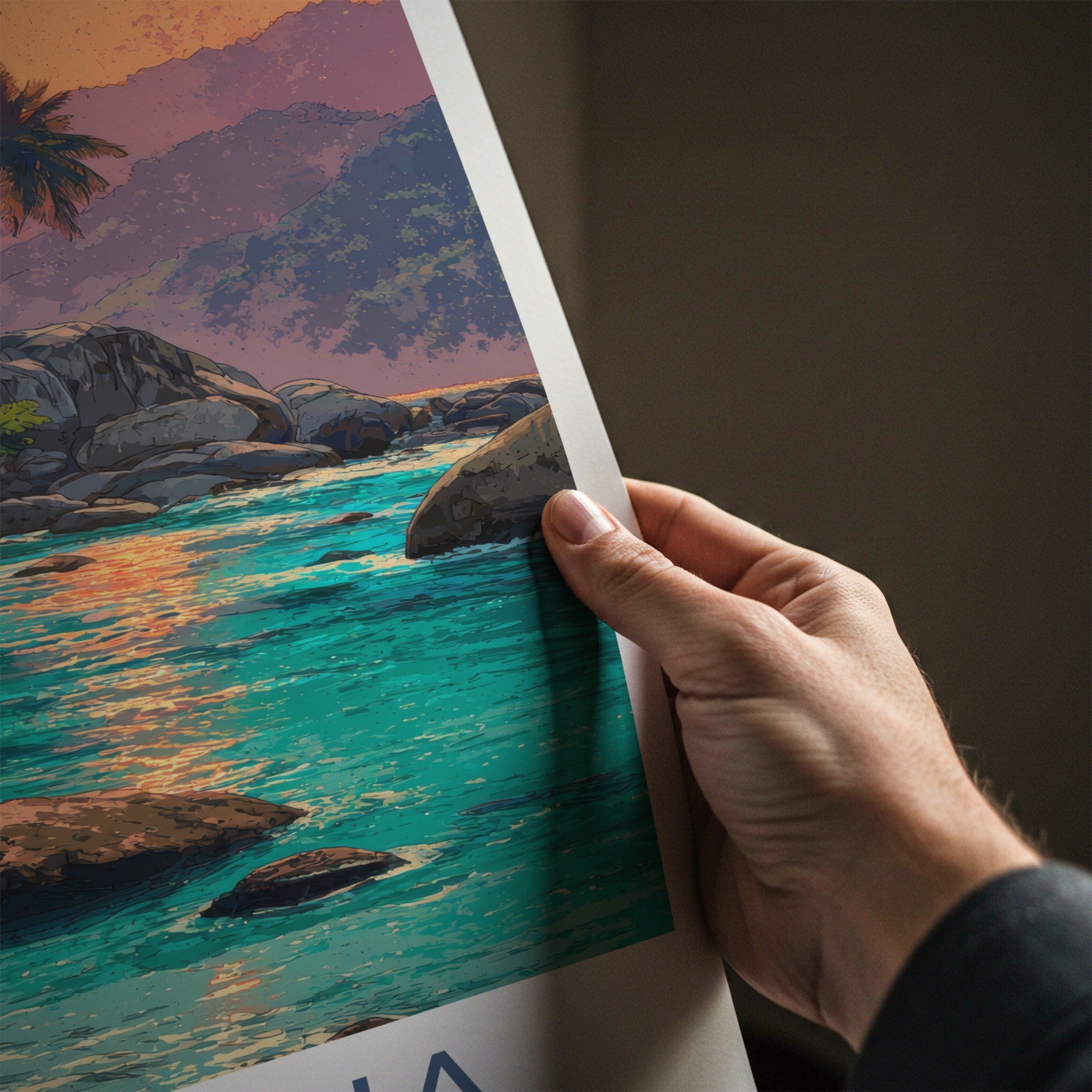 Tayrona Poster - Colombia Palm Trees Sunset Wall Decor