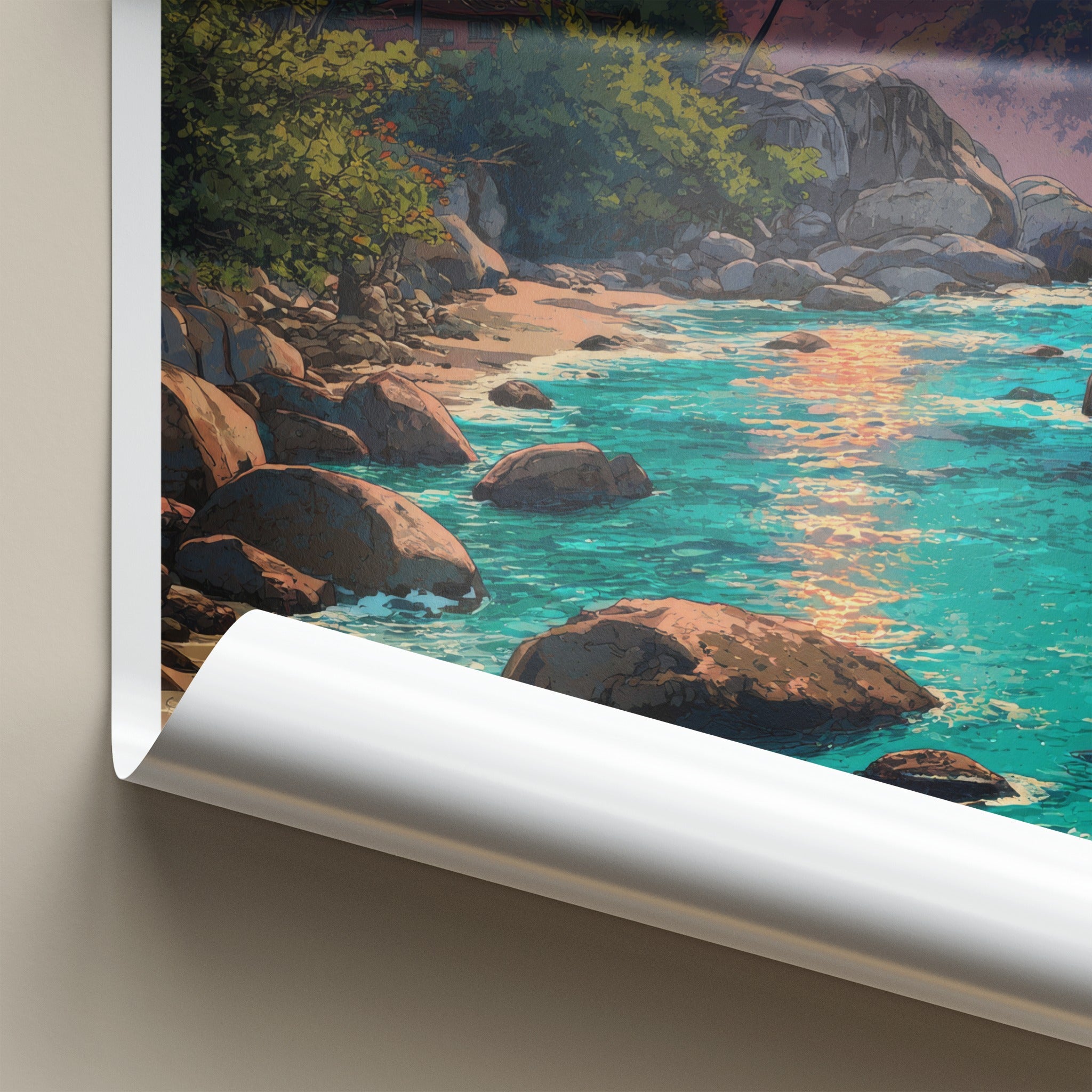 Tayrona Poster - Colombia Palm Trees Sunset Wall Decor
