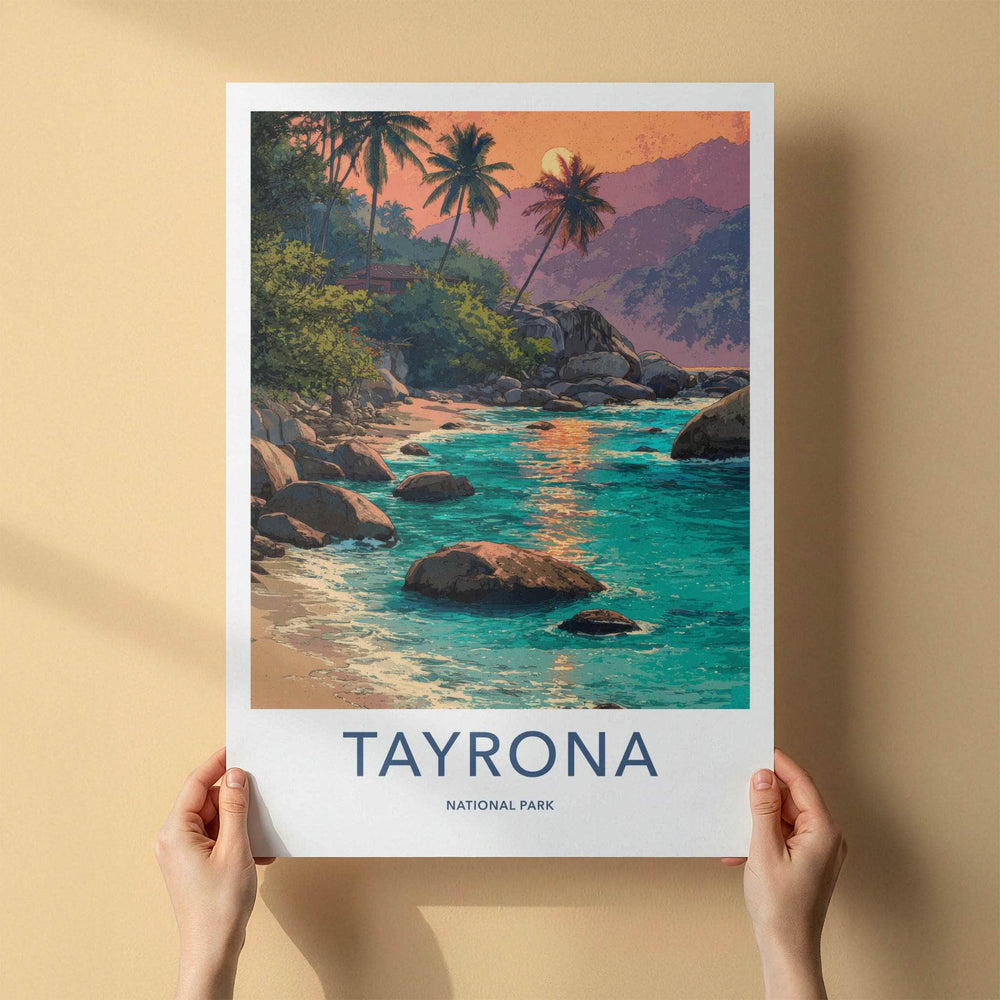 Tayrona Poster - Colombia Palm Trees Sunset Wall Decor