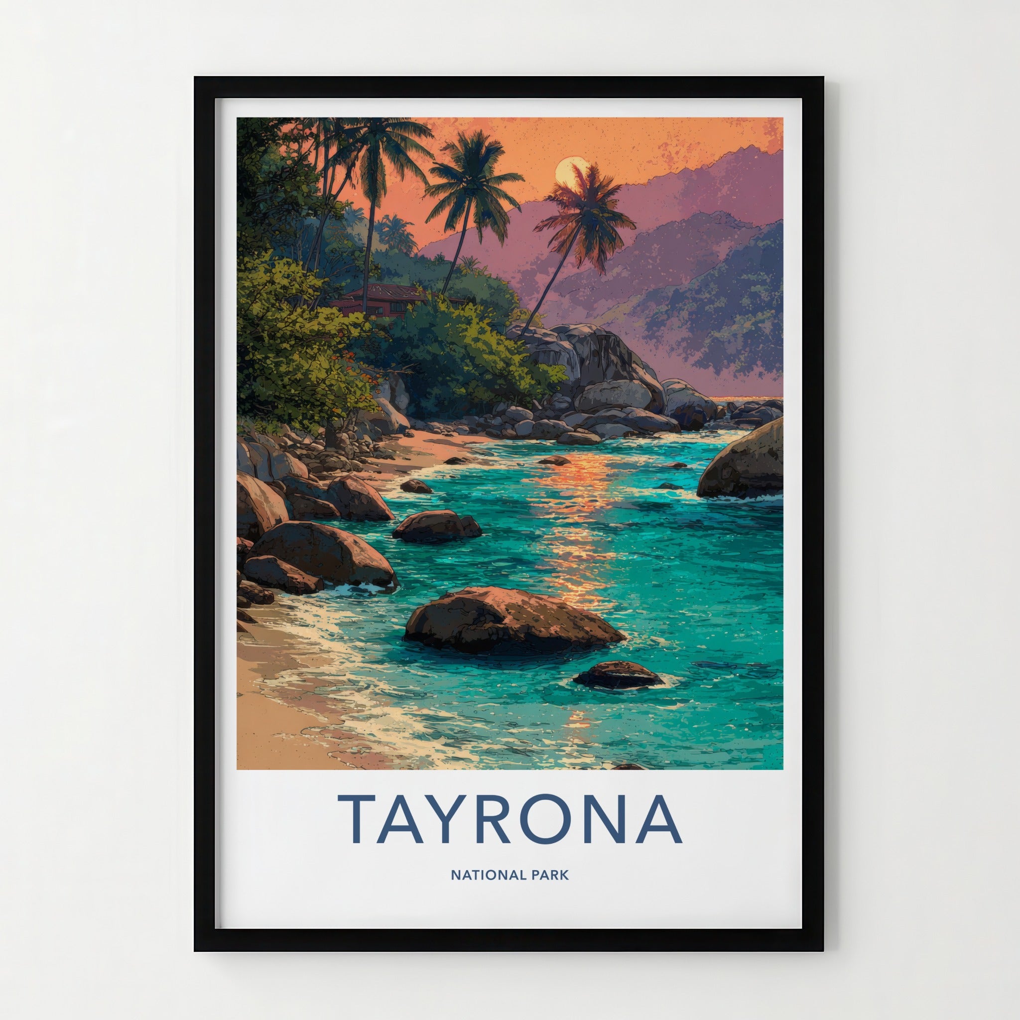 Tayrona Poster - Colombia Palm Trees Sunset Wall Decor