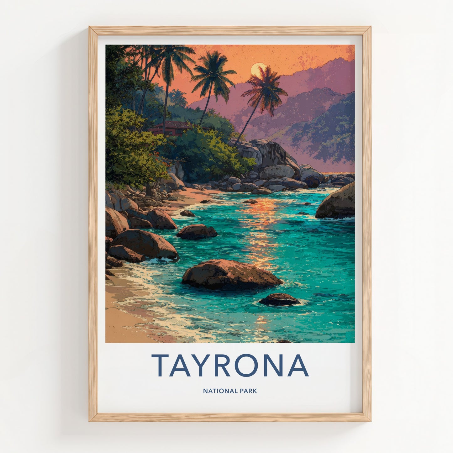Tayrona Poster - Colombia Palm Trees Sunset Wall Decor