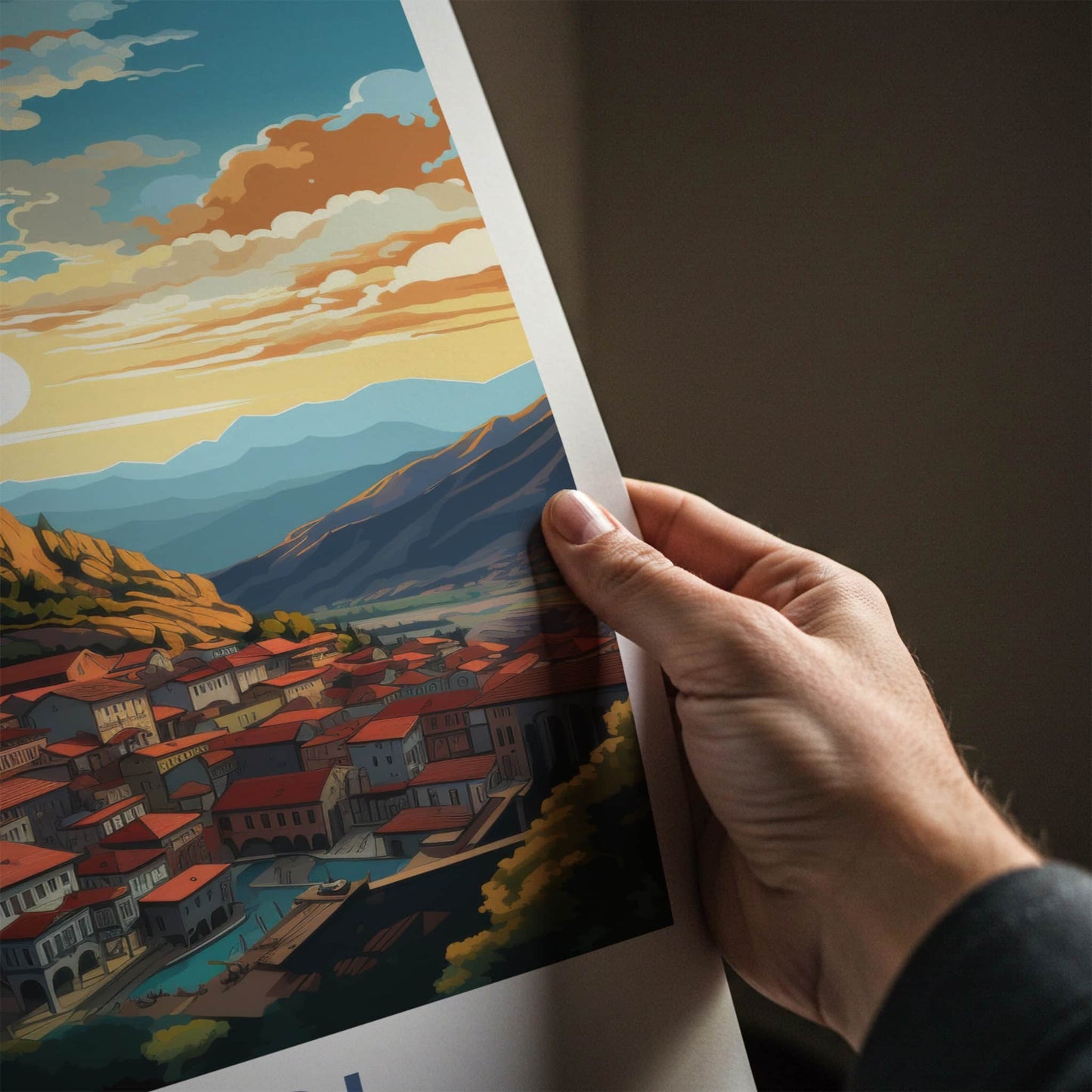 Tbilisi Poster - Georgia Travel Art - Hillside Cityscape Sunset Home Decor
