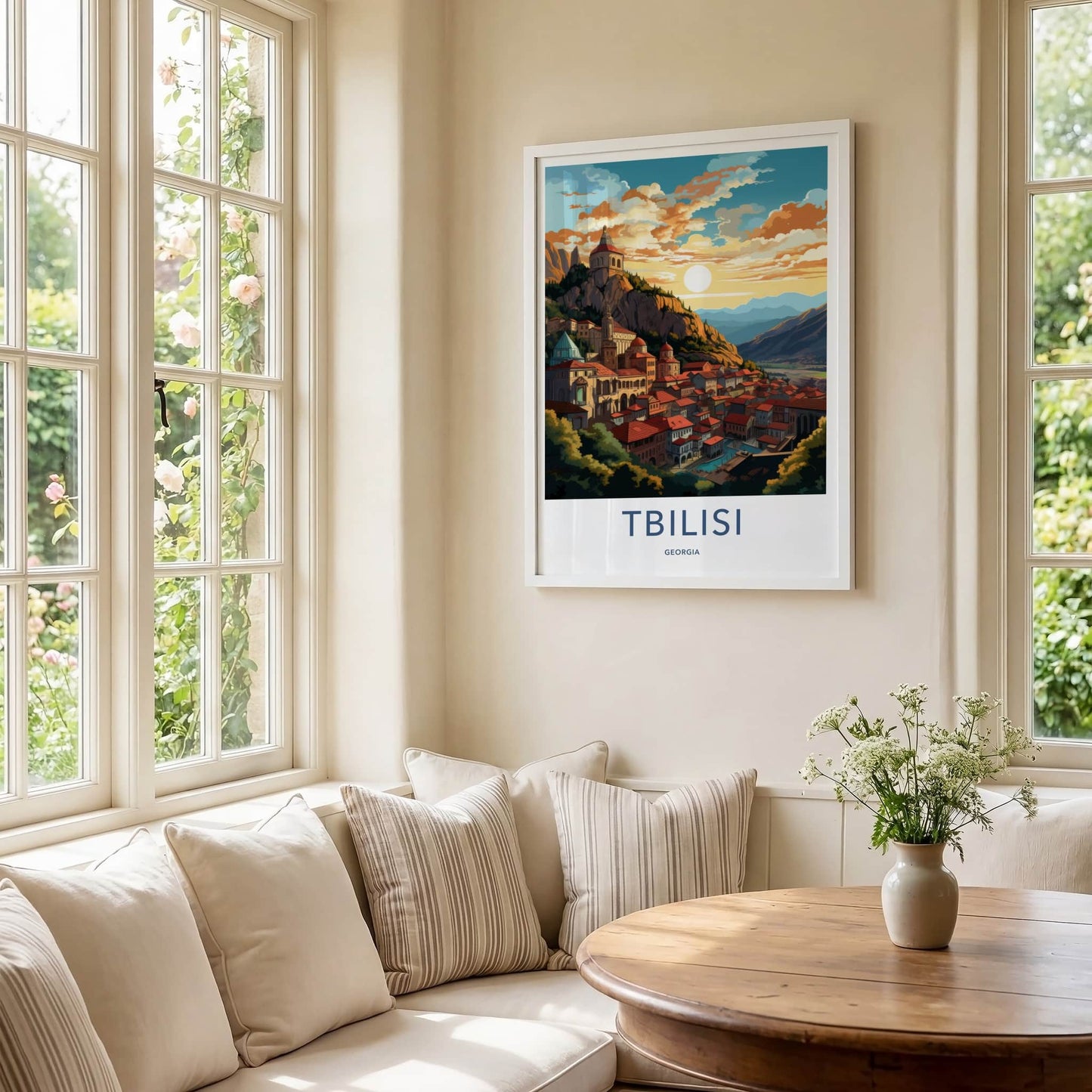 Tbilisi Poster - Georgia Travel Art - Hillside Cityscape Sunset Home Decor