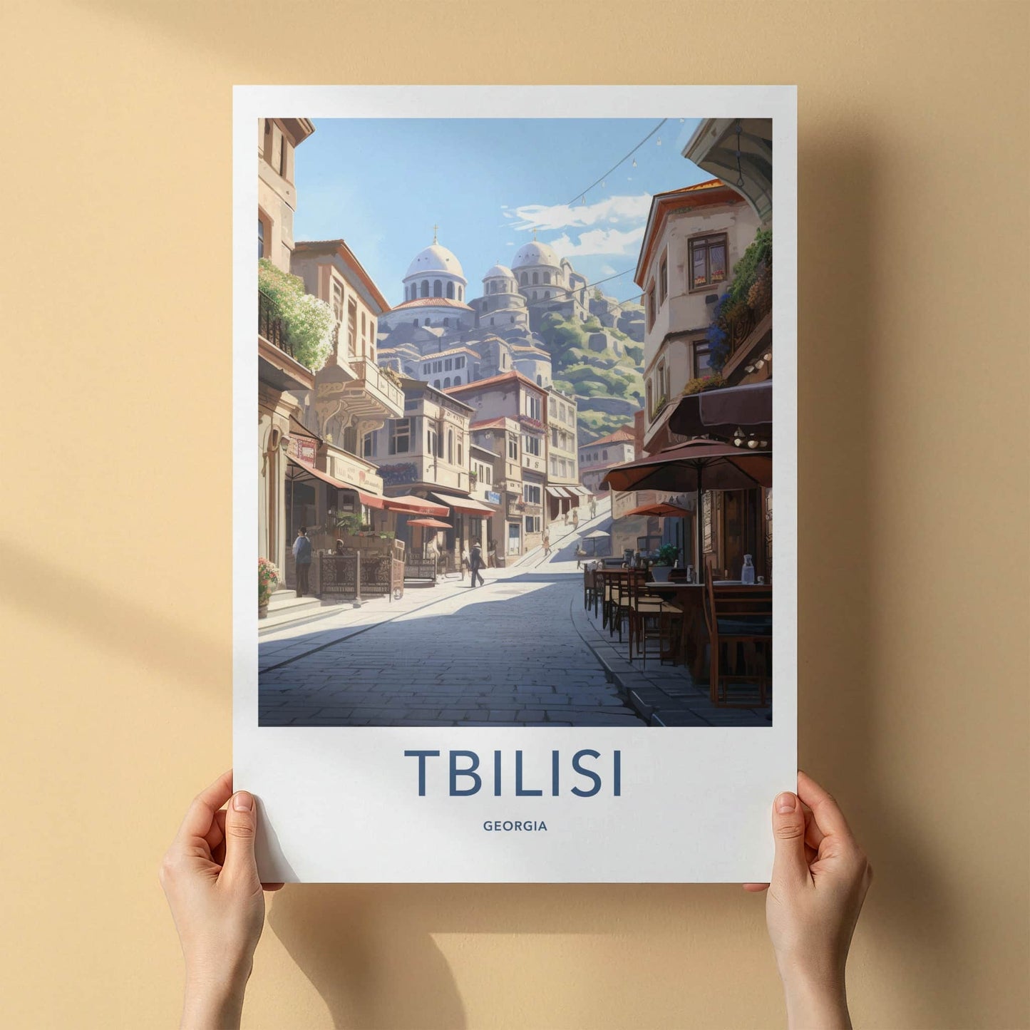 Tbilisi Poster - Georgia Travel Art - Hillside village Street Home Decor