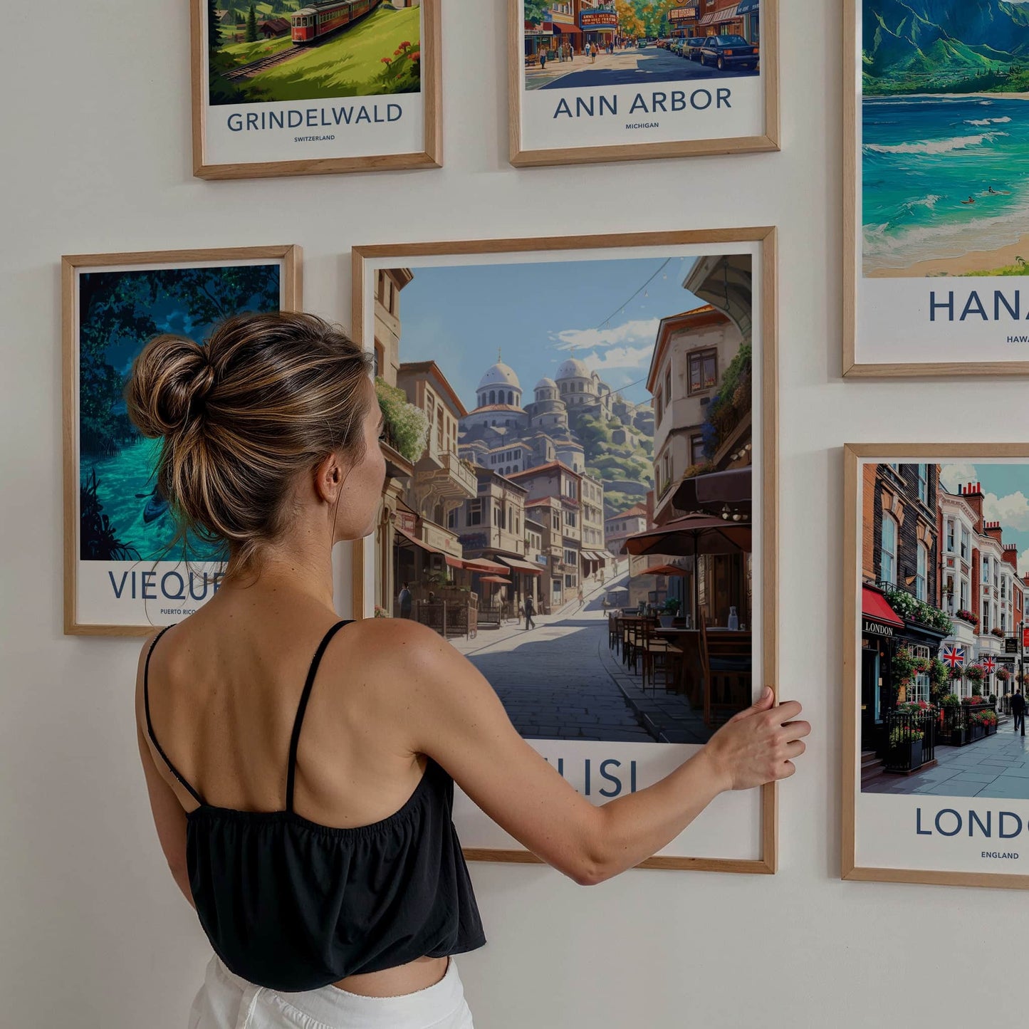 Tbilisi Poster - Georgia Travel Art - Hillside village Street Home Decor