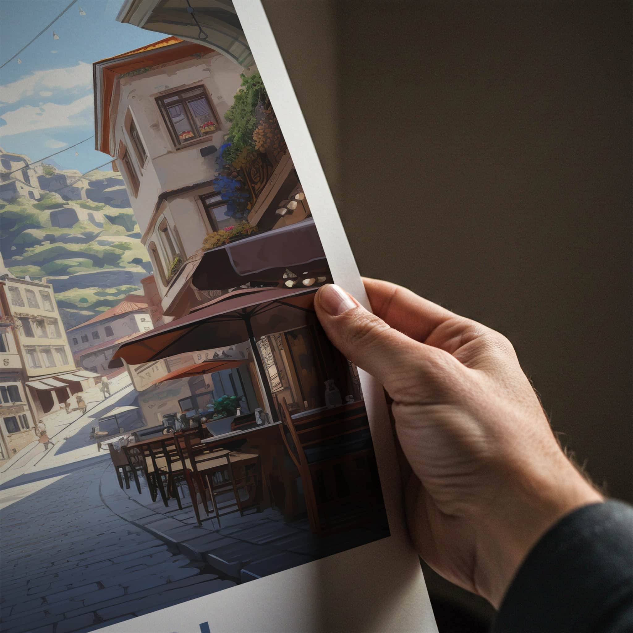 Tbilisi Poster - Georgia Travel Art - Hillside village Street Home Decor