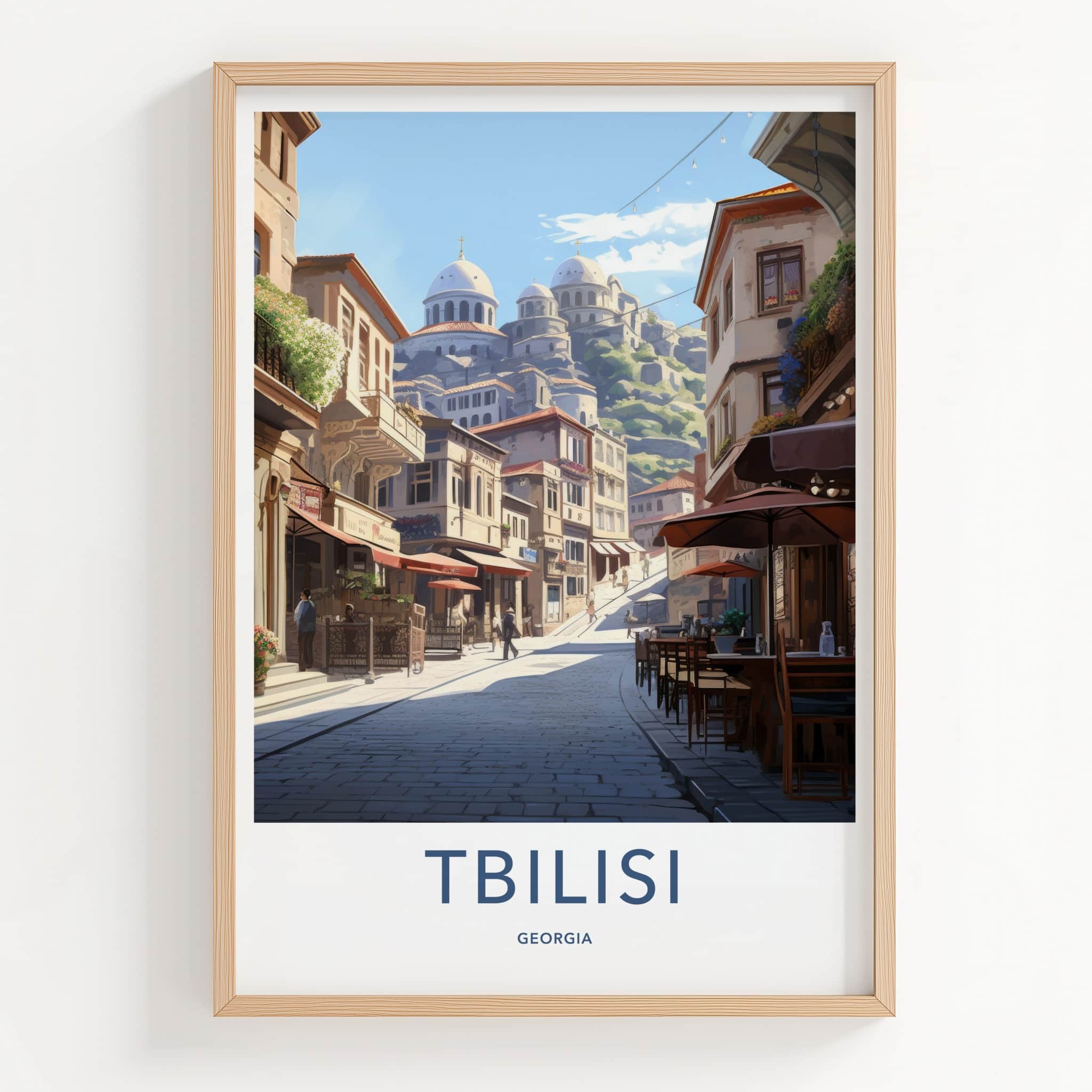 Tbilisi Poster - Georgia Travel Art - Hillside village Street Home Decor