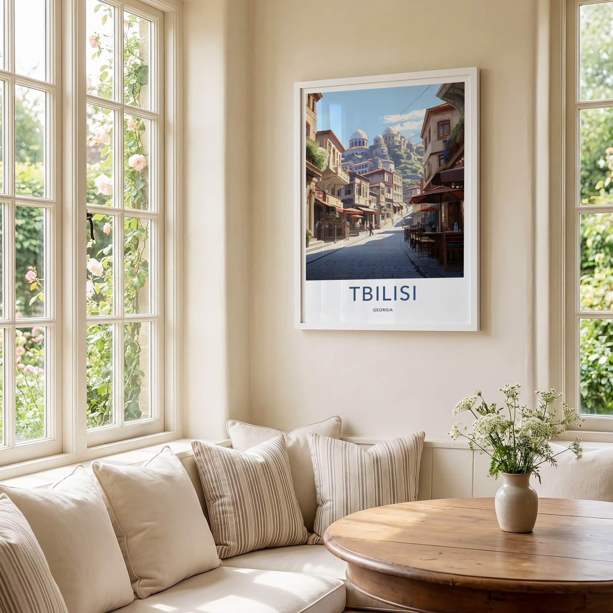 Tbilisi Poster - Georgia Travel Art - Hillside village Street Home Decor