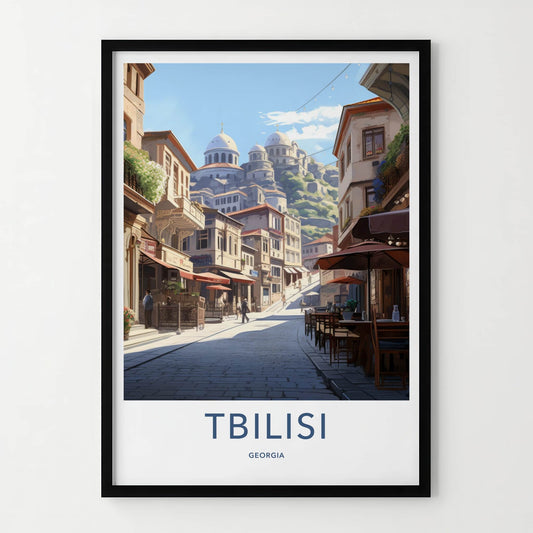 Tbilisi Poster - Georgia Travel Art - Hillside village Street Home Decor