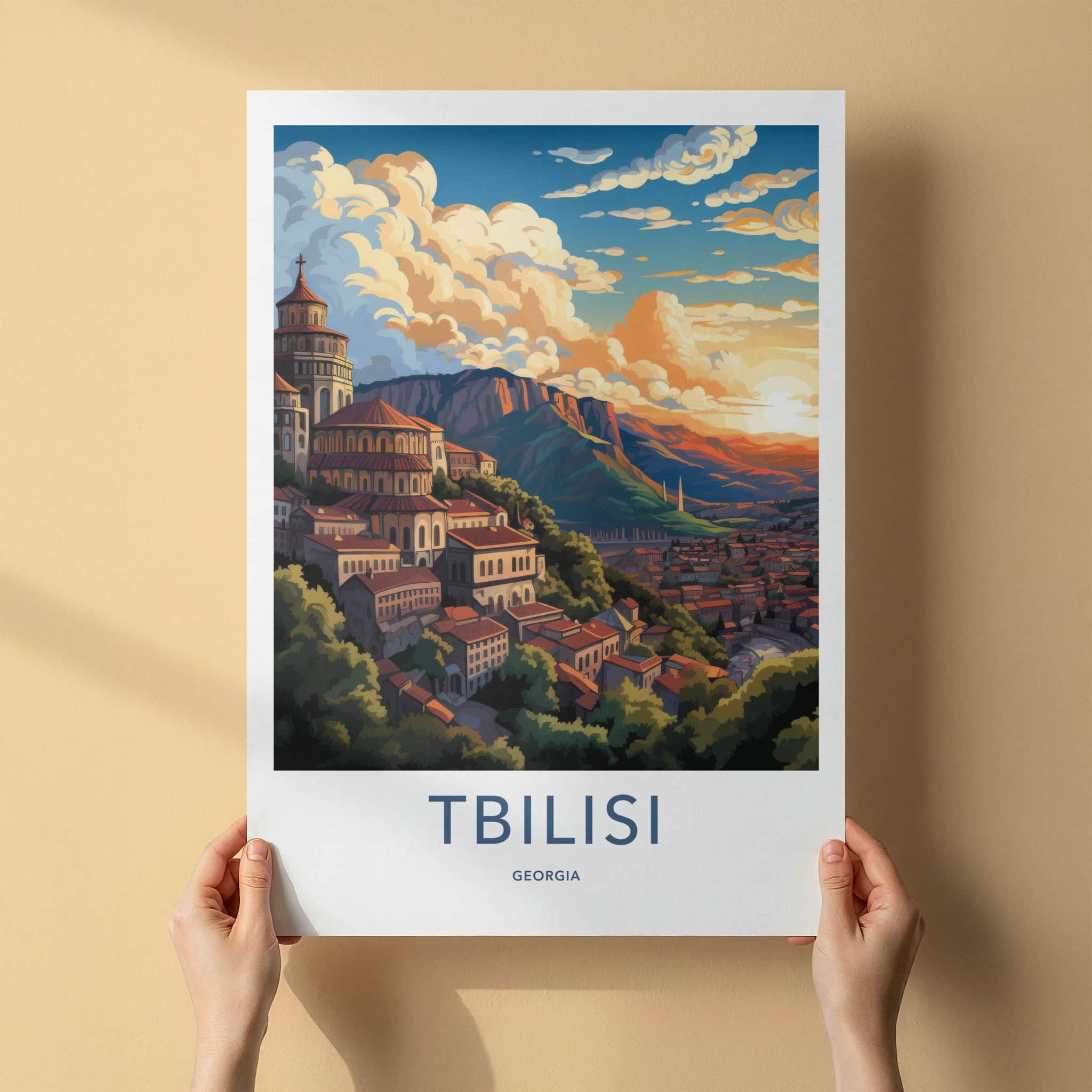 Tbilisi Poster - Georgia Travel Art - Historic City Panorama Home Decor