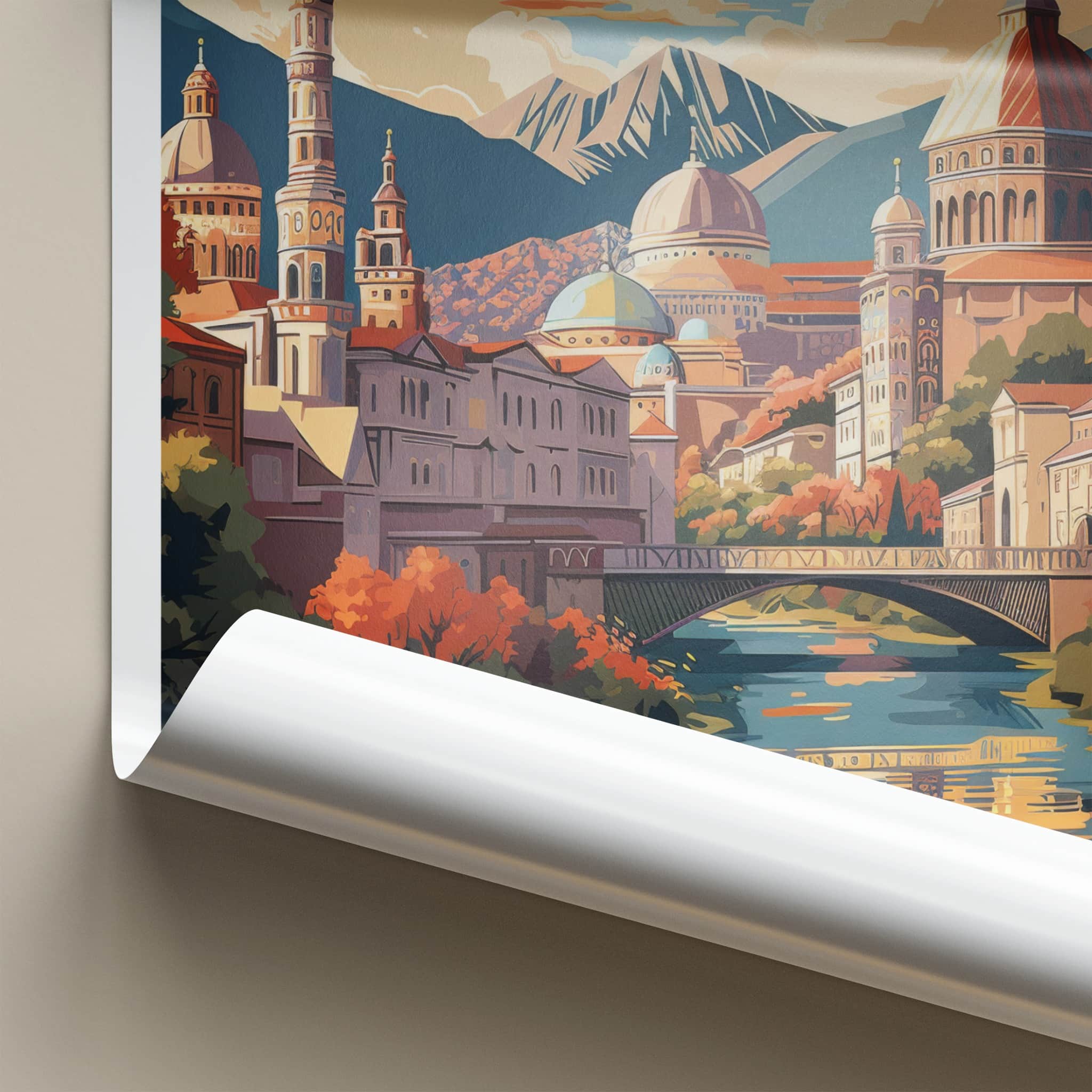 Tbilisi Poster - Georgia Travel Art - Historic City River Wall Decor