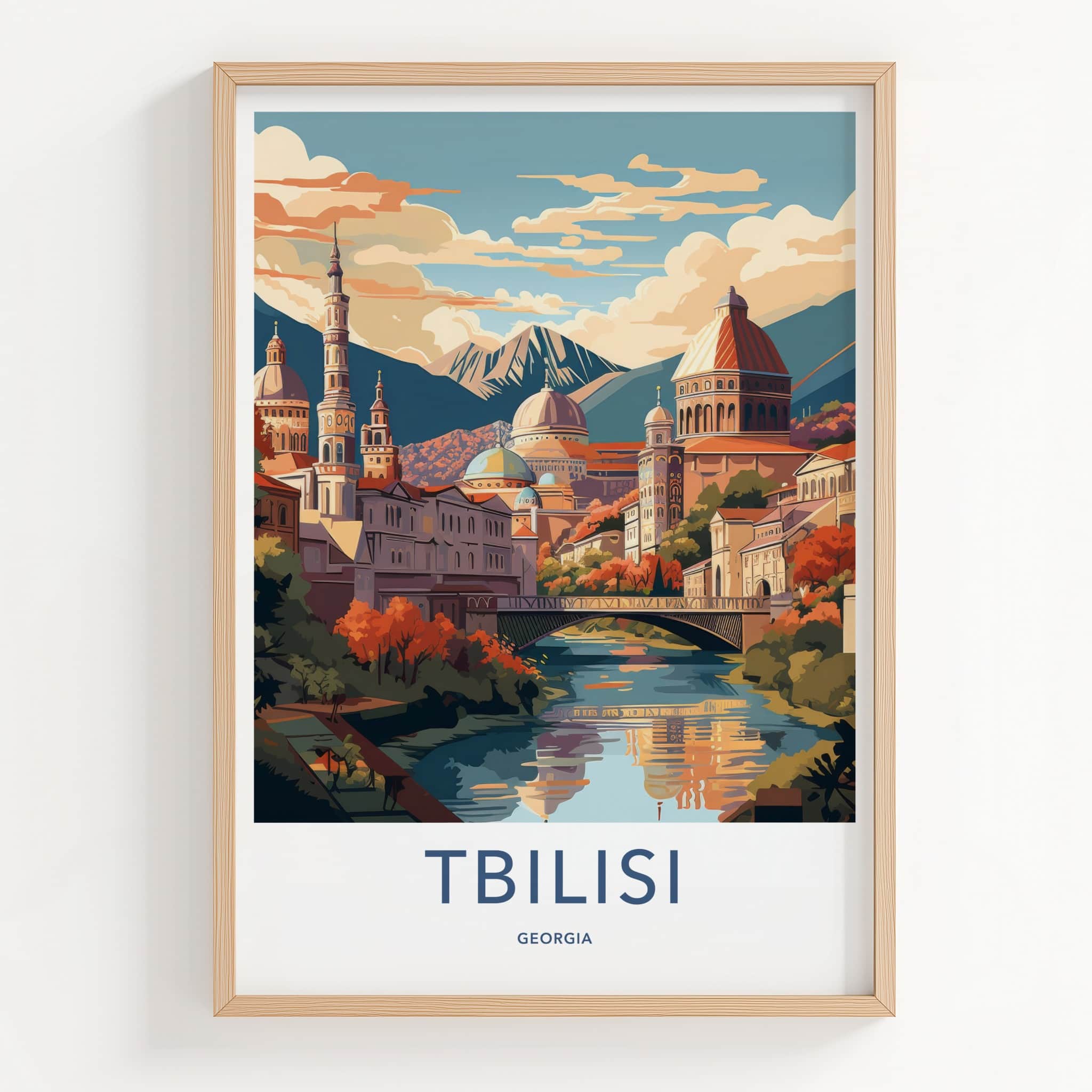 Tbilisi Poster - Georgia Travel Art - Historic City River Wall Decor